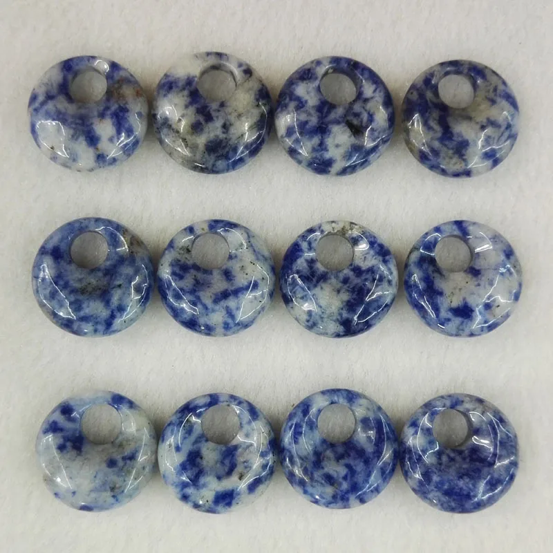 

Wholesale good quality natural sodalite stone beads gogo donut charms pendants bead for jewelry necklace making 24pcs free