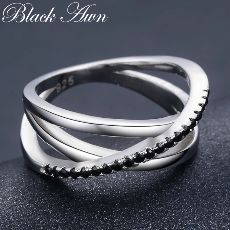 [BLACK AWN] 925 пробы серебряные ювелирные изделия обручальные кольца для женщин кольцо на палец с отверстиями Femme Bijoux Bague G006