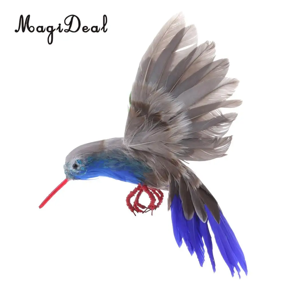 Artificial Feathered Flying Hummingbird Shelf Display Birds Figurines Ornament Crafting Home Decor Supplies 