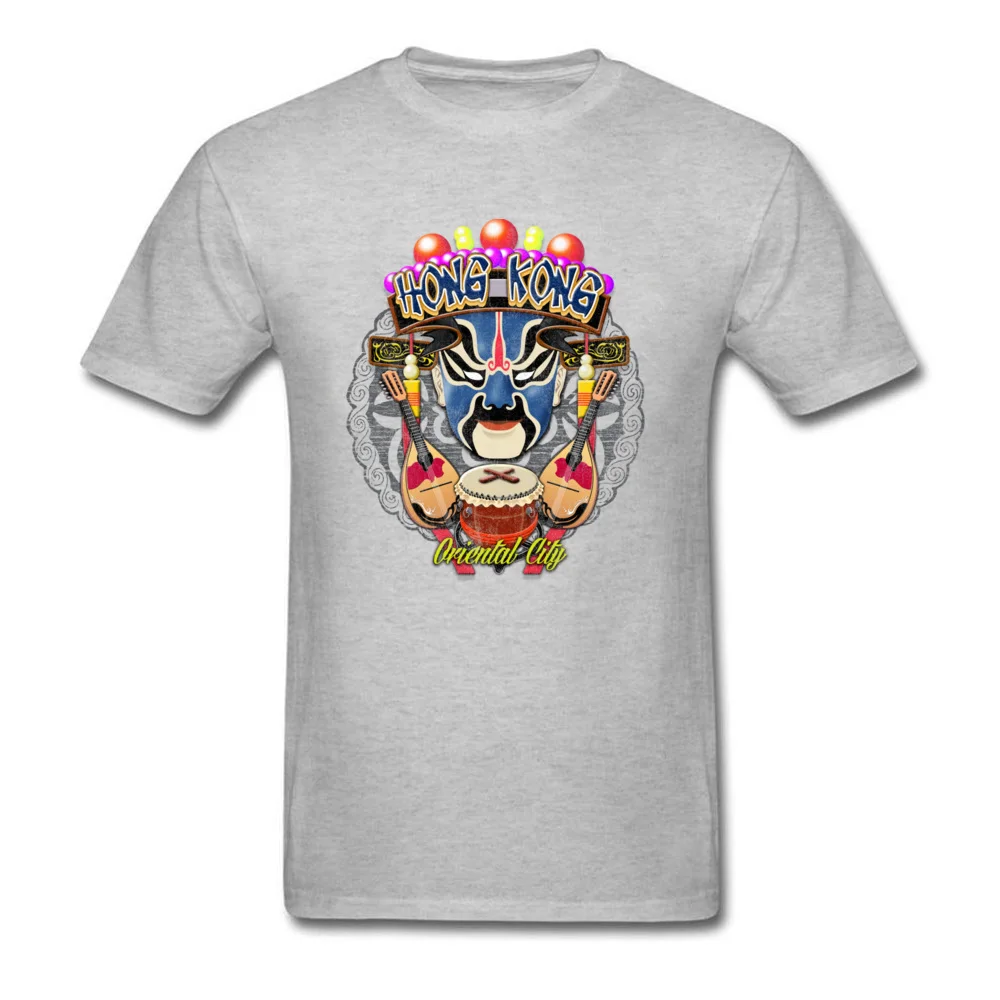 Hong Kong Mask Design T-Shirt for Male 100% Cotton Fabric Summer Fall Tops & Tees Tee Shirt Short Sleeve Creative Round Collar Hong Kong Mask grey