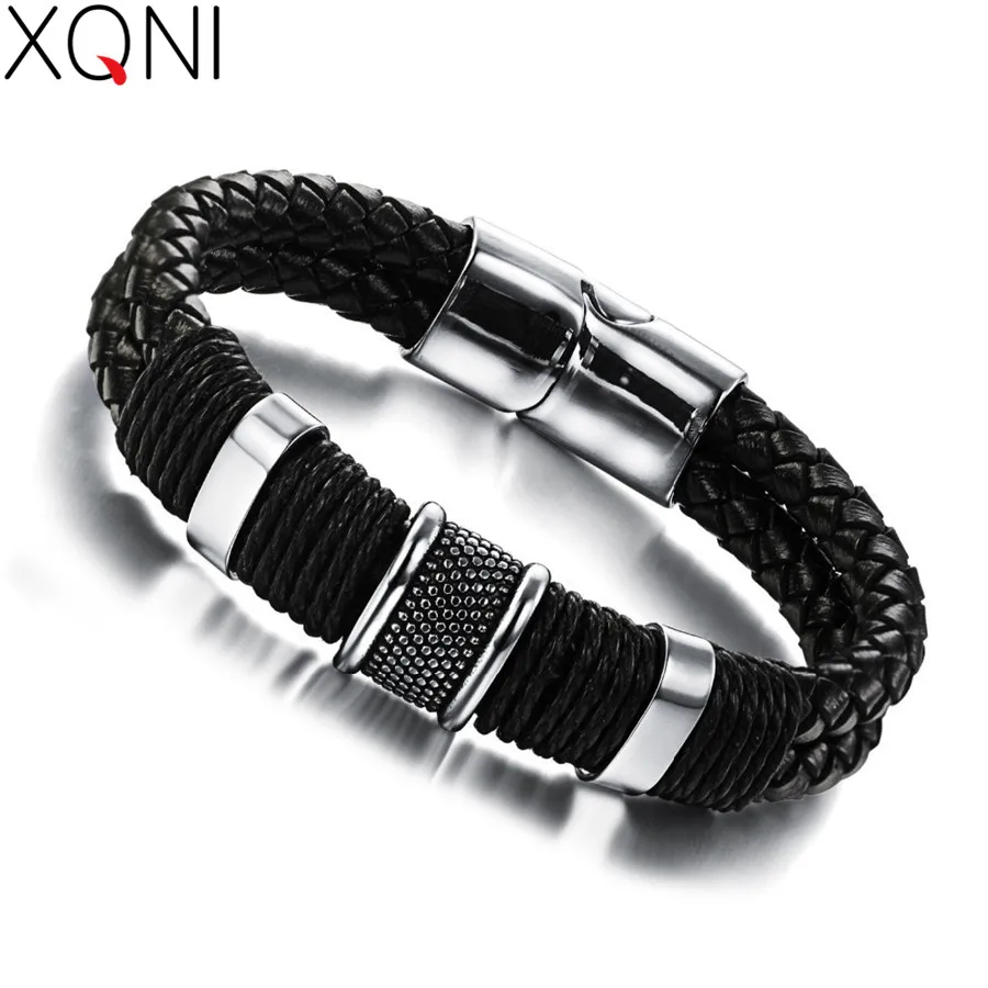 OPK-Handmade-Genuine-Leather-Weaved-Double-Layer-Man-Bracelets-Casual-Sporty-Bicycle-Motorcycle-Delicate-Cool-Men