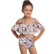 Новинка года; Купальник для девочек; две детали с принтом; Купальник; одинаковый Купальник; одежда maillot de bain fille enfant A1