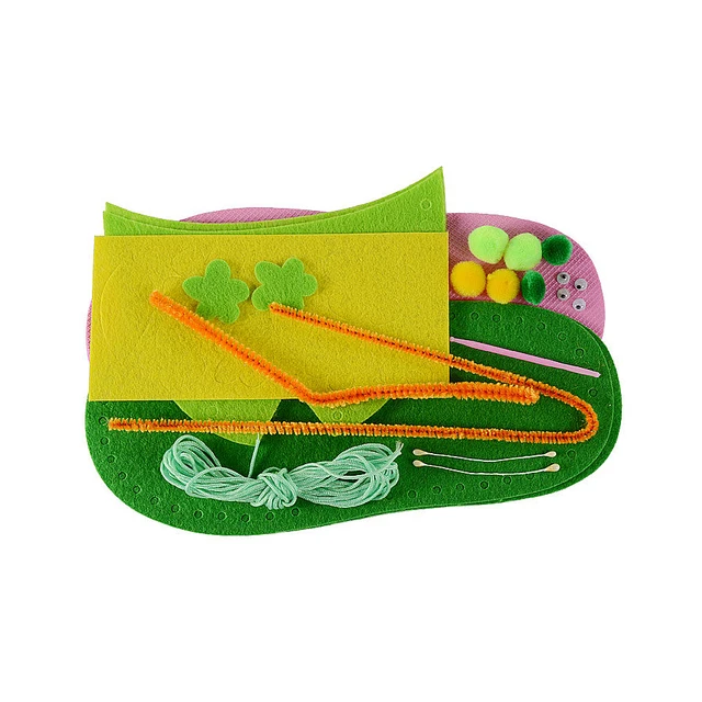 Montessori Toys Handmade DIY Creative Cartoon Slippers Sewing kit,Non-woven Fabric Shoes Art & Crafts Educational Toys For Kid 6