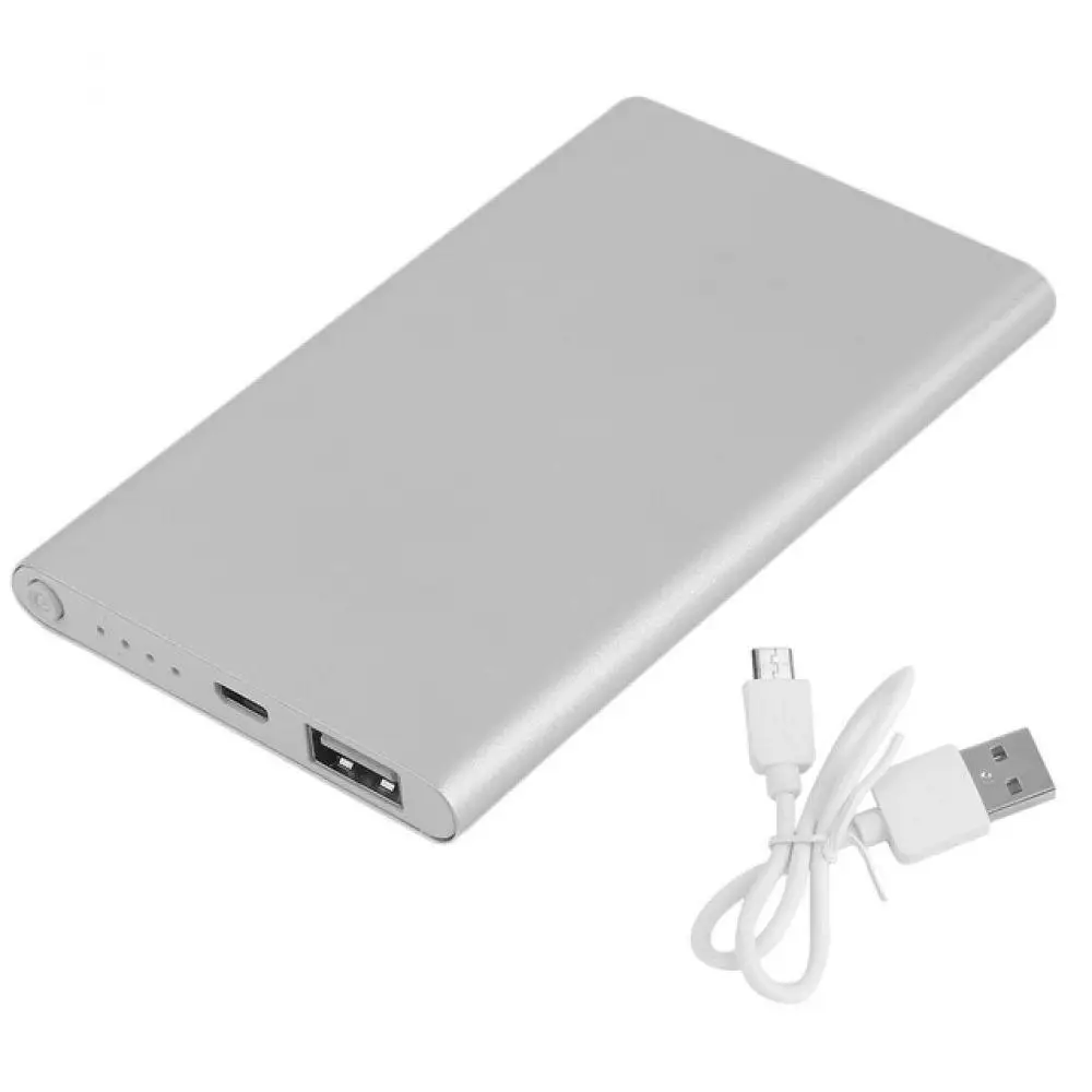 Ультратонкий 12000mAh Портативный USB внешний аккумулятор зарядное устройство портативная зарядка для телефона внешний аккумулятор - Цвет: Серебристый