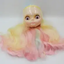 Обнаженная кукла Blyth, Смешанные Красочные вьющиеся волосы