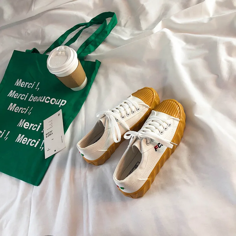 

2019 autumn new fashion simple color matching flat canvas shoes women retro style trend comfortable casual shoes