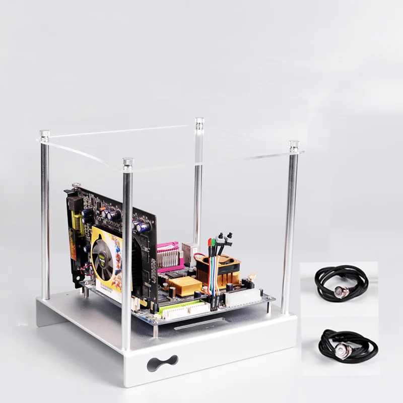 

Aluminum Alloy rack PC chassis Case+Top cover +Metal start switch set Mini ITX/M-ATX/ATX gamer host box gabinete computador