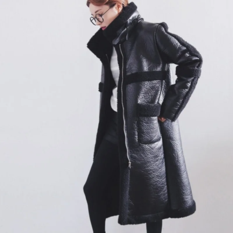 vent Nouveau Manteau Automne À Femmes Fendue white Black Commune Lâche Cru Poche Manches creamy Mode Pleine Aa057 Winte 2018 Coupe Pu ewq Zippée Td5q6wT