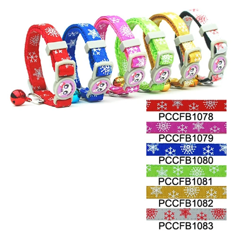 

(60 pieces/Lot) New Arrival 1.0cm Snow Style Nylon Cat Puppy Collar Wholesale Small Dog Cat Collar