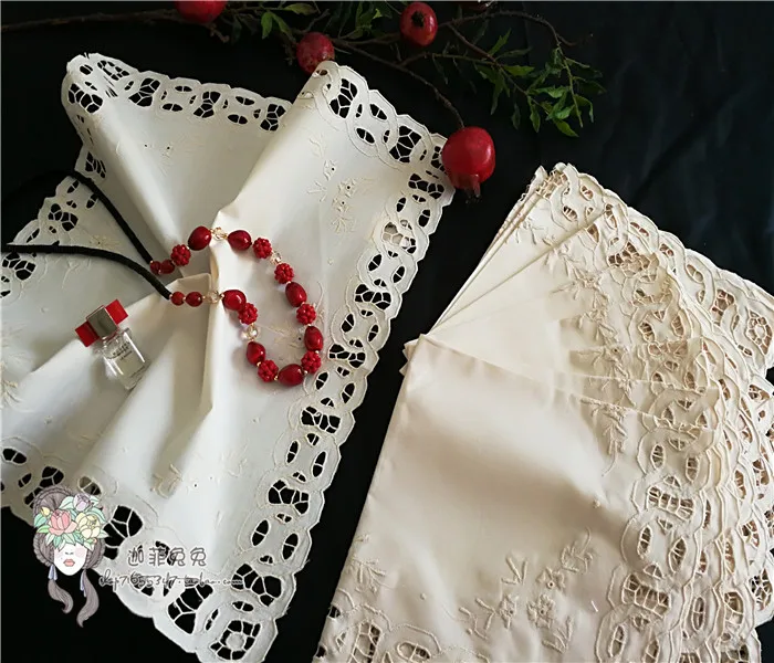 VGOLSUN Ivory 6PCS/Lot 100%Cotton Handmade Embroidered Table Napkin Dobby Guardanapo De Tecido Wedding Home Party Decoration