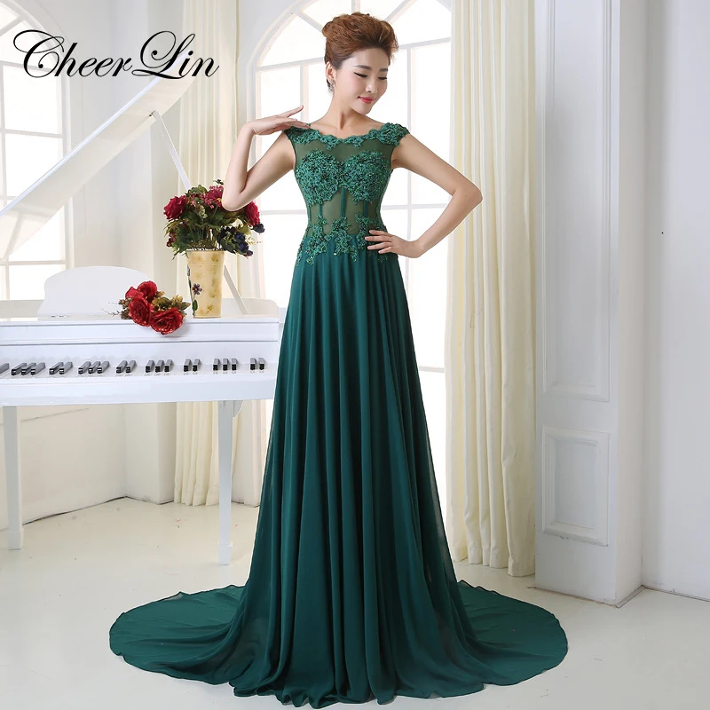 O Neck Evening Dresses Chiffon Appliques Beading See Through (3)