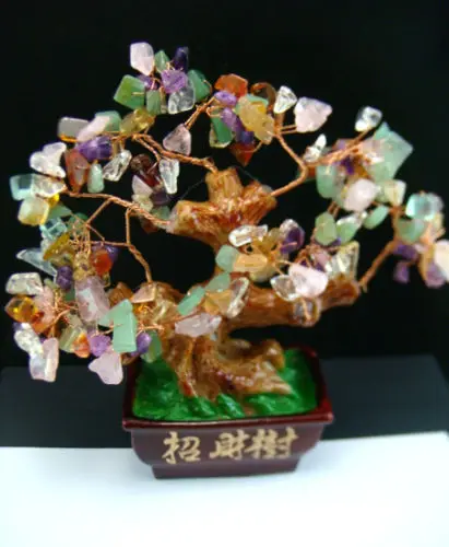 240mm Chinese Feng Shui Natural Colourful Crystal Money wealth Lucky Luck Tree 