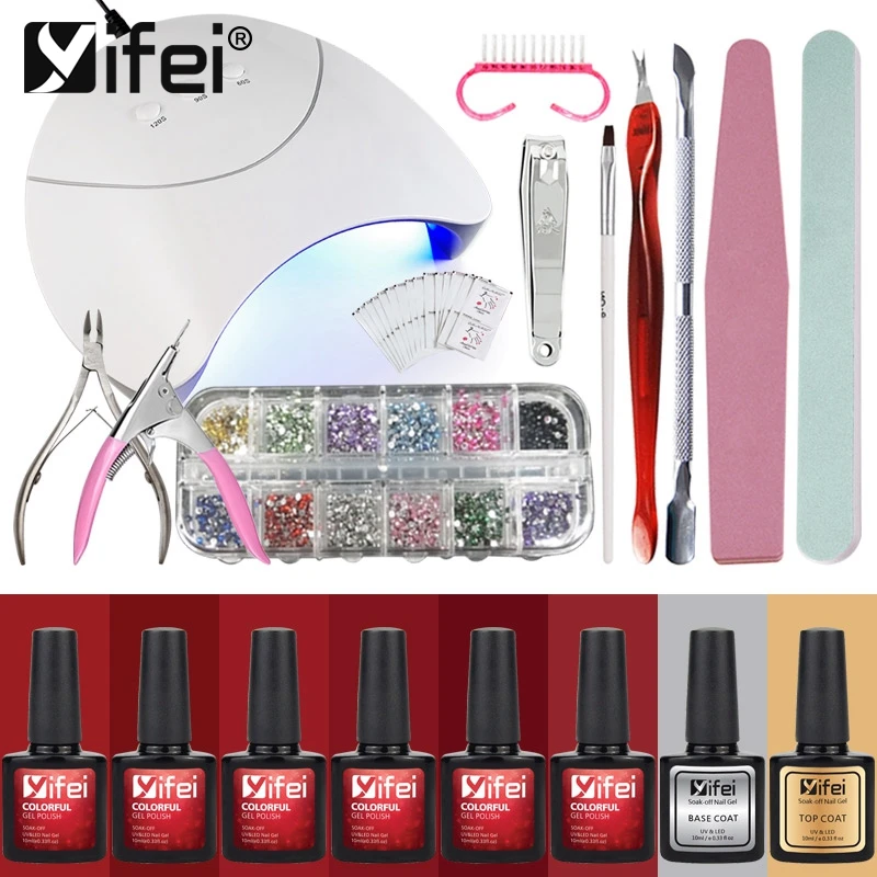 

YIFEI 36W LED Nail Lamp Dryer 6 Color Gel Nail Polish Nail Tools Manicure Kit Nail Gel Varnish Set Gelnagels Starterset