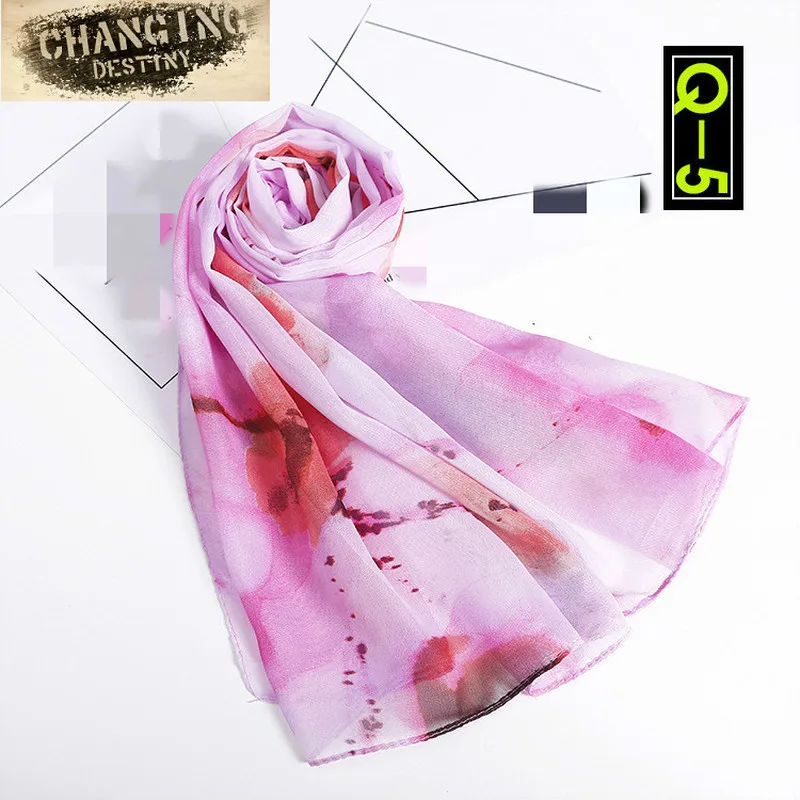 

22 Colors 155 * 50 CM Women's Scarves Spring and Summer New Lady Printing Scarf Wild Flowers Chiffon Beach Female Wraps