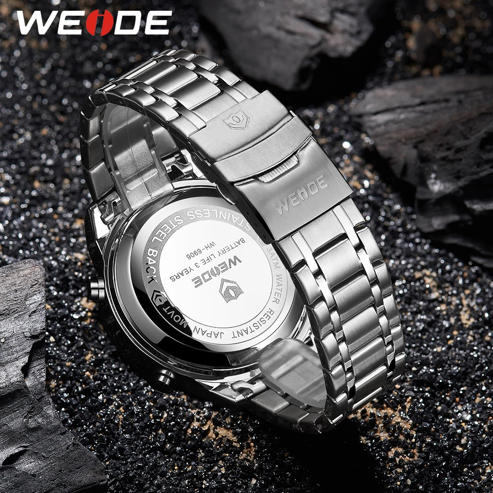 WEIDE Sports Luxury Brand Military Army Stylish Quartz Analog Digital Stainless Steel Strap Wrist Watches Hour Relogio Masculino