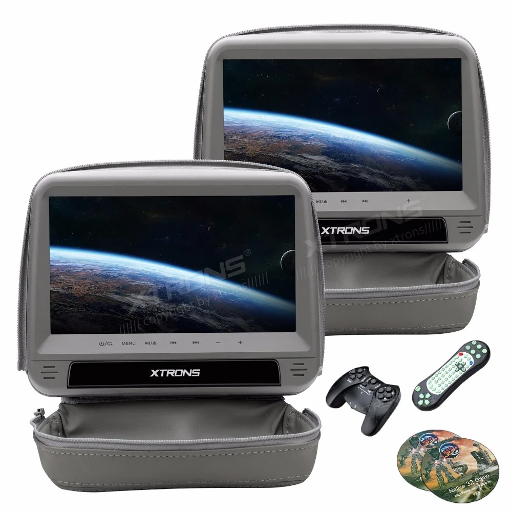 XTRONS мониторы 2x9 &quotHD цифровая панель кожаный чехол автомобильный подголовник DVD