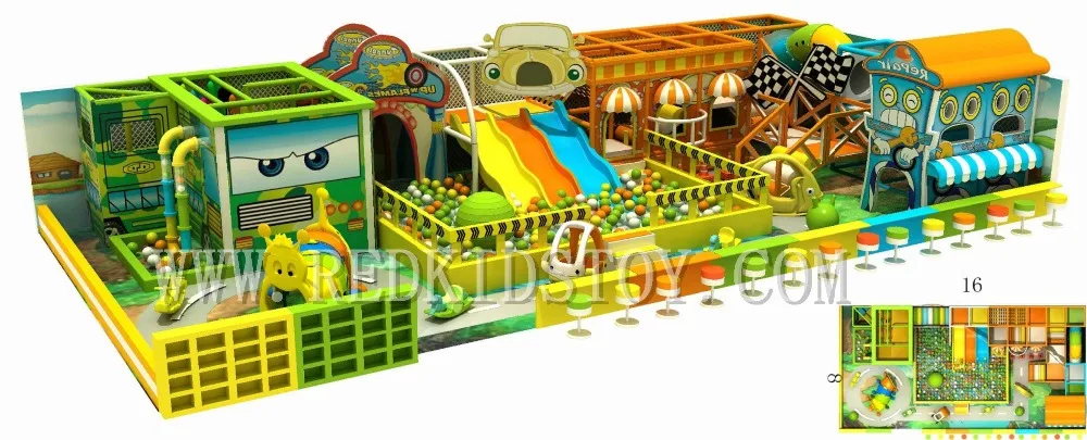 Новое поступление! Англия Стиль коммерческих крытая площадка для детей с красочными Triple слайдов HZ-8613C