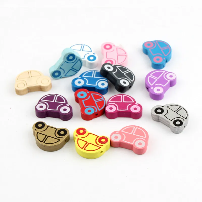 

Pick Color Wooden Cute Car Spacer Beading Beads 25x18mm for Jewelry Making Baby Pacifier Clip Wood Bead