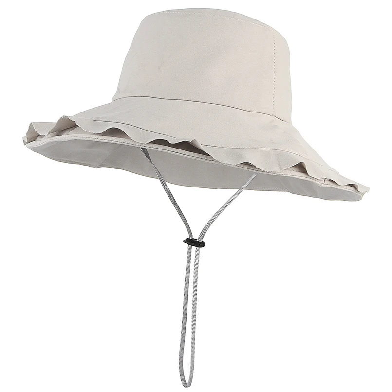 GEMVIE جديد أزياء موجة واسعة حافة قبعة بحافة قبعات صيفية للنساء سيدة Boonie قبعة الشمس شاطئ كاب مع إزالة سلسلة حزام