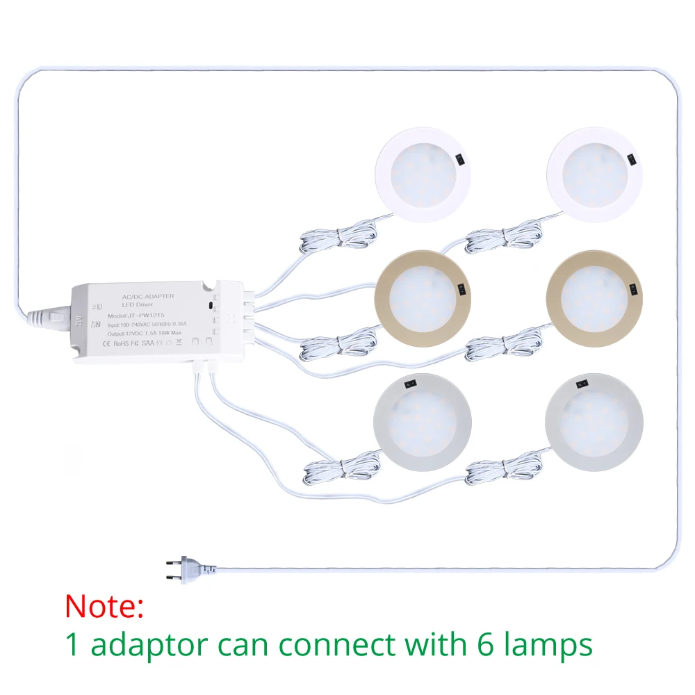  LED Under Cabinet Lights Motion Sensor Round Kitchen Cupboard Lighting Exhibition Bookshelf Furnitu - 32897288130