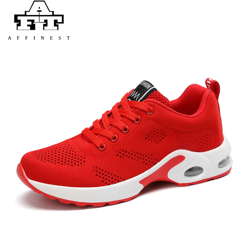 

AFFINEST Knit Running Shoes For Women Air Mesh Breathable Summer Shoes Air Cushion Breathable Lace-up Sneakers Ladies shoes