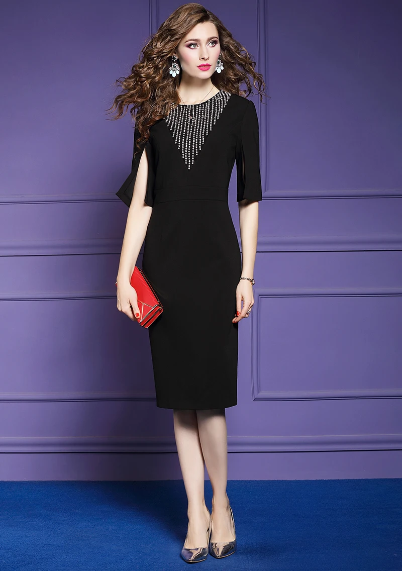 TESSCARA, женское элегантное платье с бисером, женские модные вечерние платья высокого качества, дизайнерские платья-карандаш размера плюс