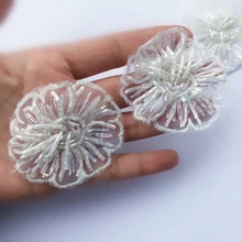 5,5 см белый цветок из бисера ручной работы стежка из бисера на заказ Декор одежды платья DIY аксессуары