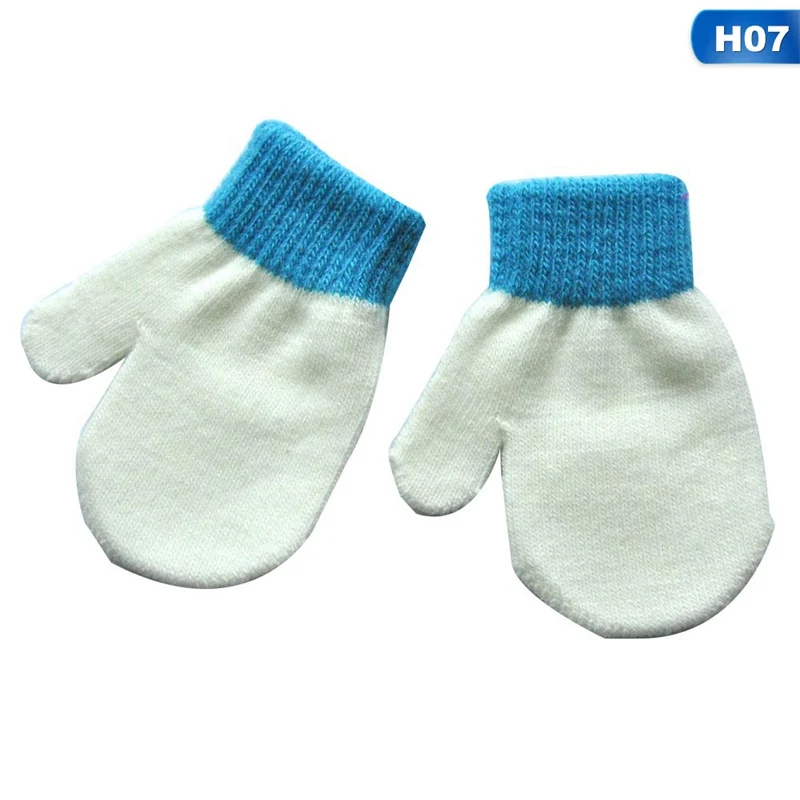 Детские перчатки для новорожденных девочек и мальчиков; зимние теплые эластичные вязаные варежки
