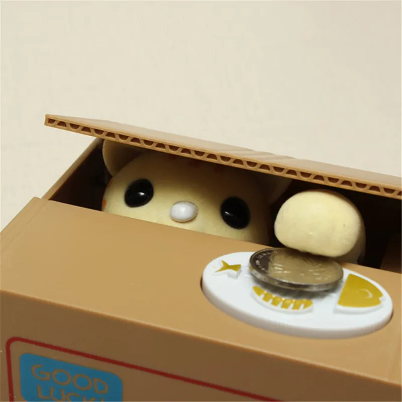 Electric Cute Cartoon Automated Lovely Cat Panda Stealing Bank Saving Box Coin Bank Gift for Children Kids Toy