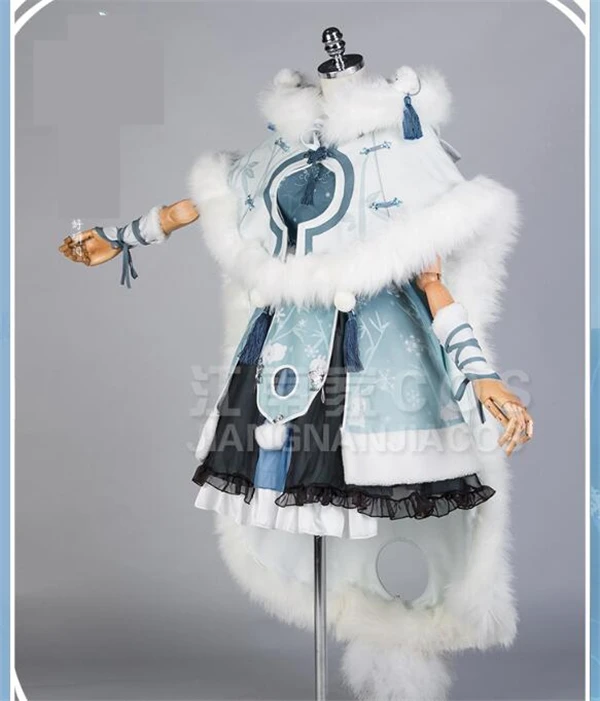 Горячая игра Чудо Никки Древний китайский костюм косплей костюм Кролик Синий Белый Лолита зимнее платье плащ/платье