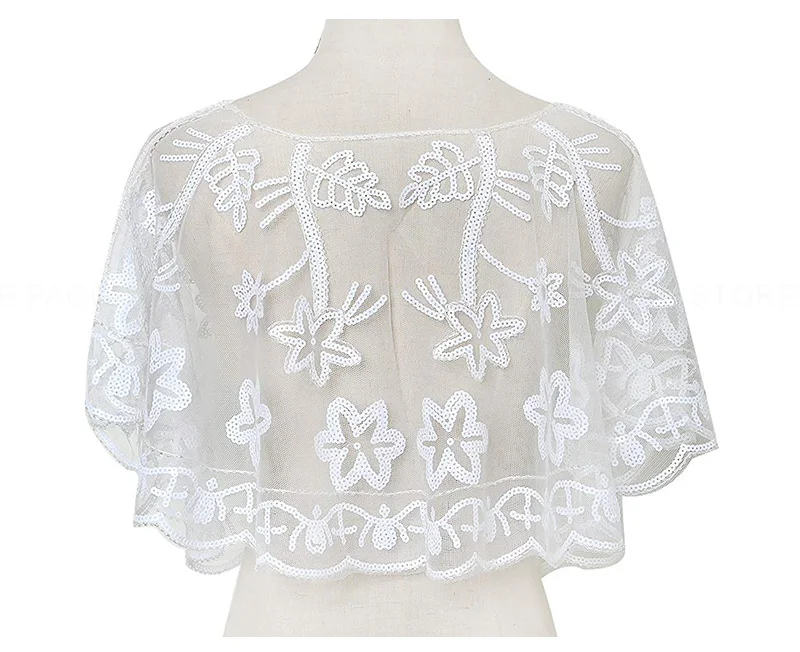 Women Glittering 1920s Shawl Wraps Sequin Beaded Evening Cape Bolero Flapper Cover Up (4)