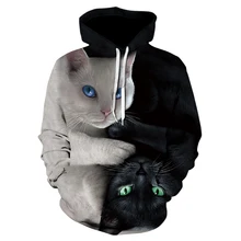 2018 3D hoodie men’s and women’s hooded sweatshirt two cats 3D printing hoodie casual pullover street blouse autumn regular fash
