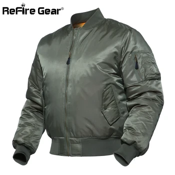 

ReFire Gear MA1 Army Tactical Pilot Bomber Jacket Men Winter Warm Airborne Flight Military Jacket Air Force Airborne Padded Coat