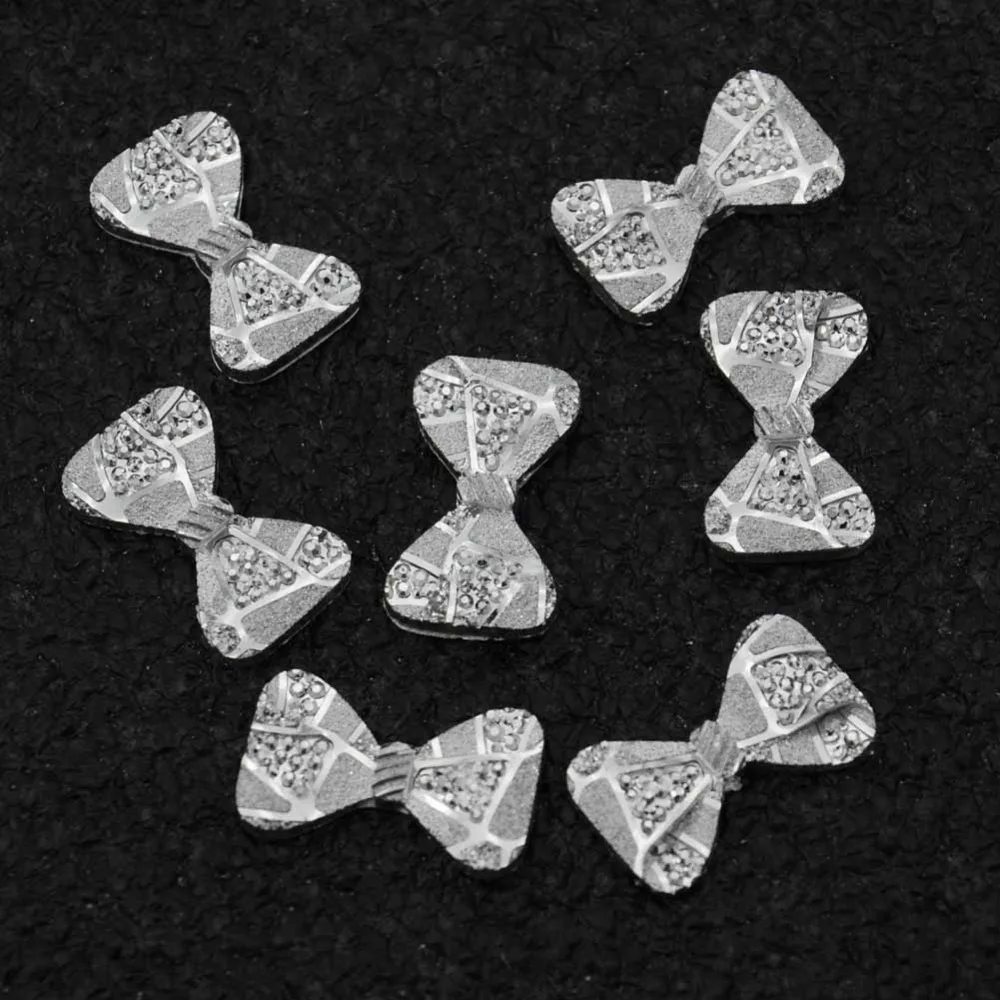 

BOLIAO 40Pcs 14*23mm Silver hiny Bow Resin Appliques/Craft/Headwear Christmas Home Decorate Diy R070
