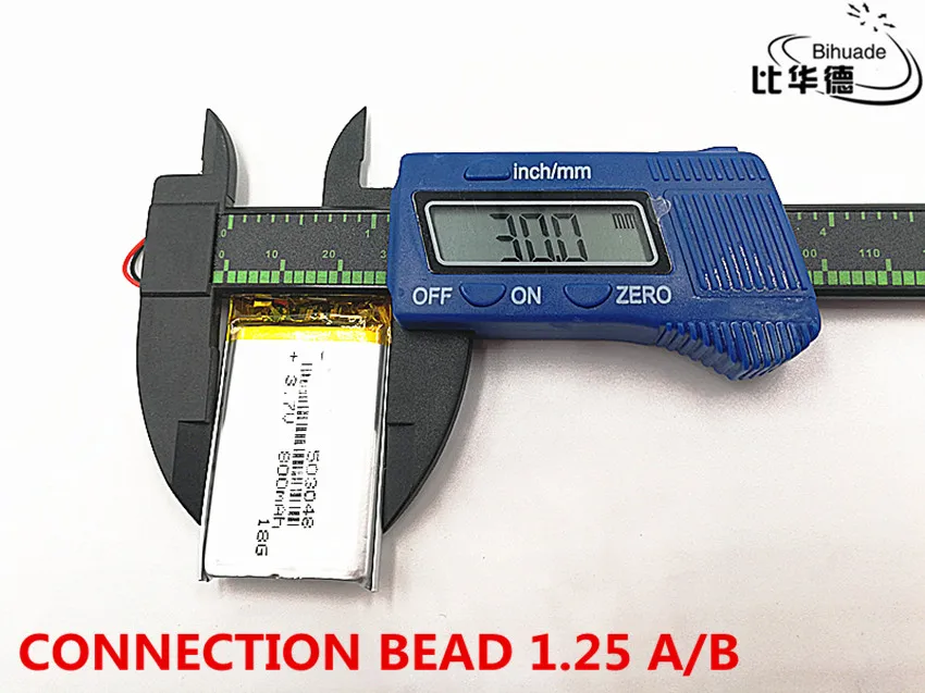 10 шт./лот Соединительная бусинка 1,25 A/B 3,7 V 800 mAH 503048 полимерная литий-ионный/литий-ионный Перезаряжаемые аккумулятор для DVR, gps, mp3, mp4