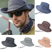 Стиль Мужские ведерко шляпы рыболовная Кепка с широкими полями УФ Защита рыболовная шляпа твердая струна отрегулировать подарок Мода Горячая