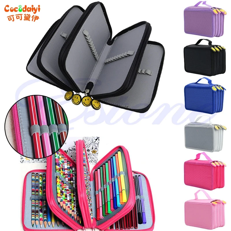 Portable Drawing Sketching Pencils Pen Case Holder Bag For 52Pcs