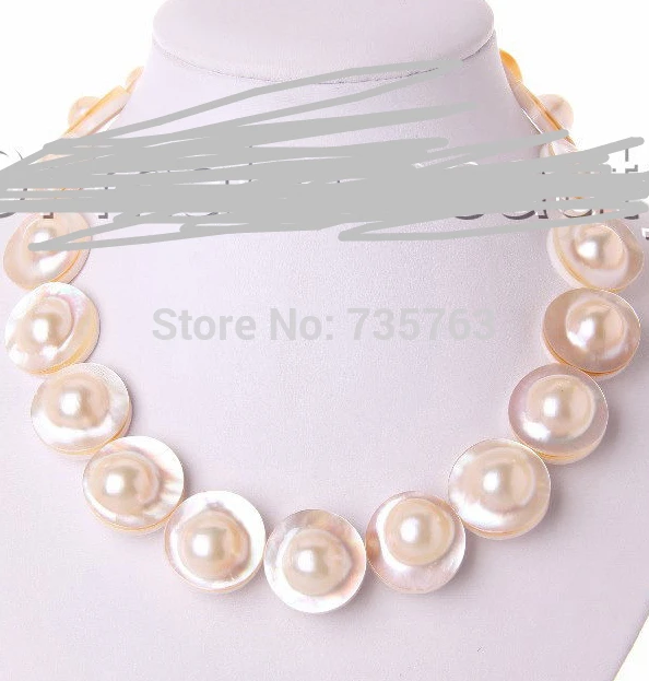 

HOT N999 stunning AAAA natural big 22mm white south sea mabe pearl necklace