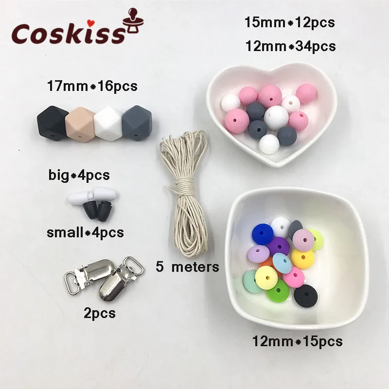 Baby Silicone Teething DIY Crafts Set Pacifier Clips Toy Safe And Natural Silicone Bead Teether Baby Nursing Necklace Pendants Baby Silicone Teething DIY Crafts Set Pacifier Clips Toy Safe And Natural Silicone Bead Teether Baby Nursing Necklace Pendants