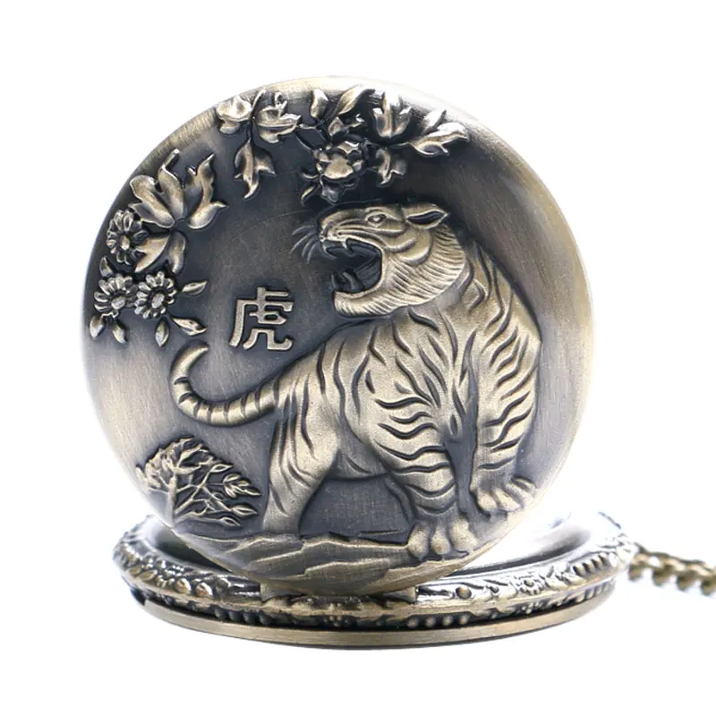 Ретро карманные часы Китайский Зодиак тигр кролик Дракон лошадь тема Часы fob кварцевые часы Для мужчин Для женщин Цепочки и ожерелья