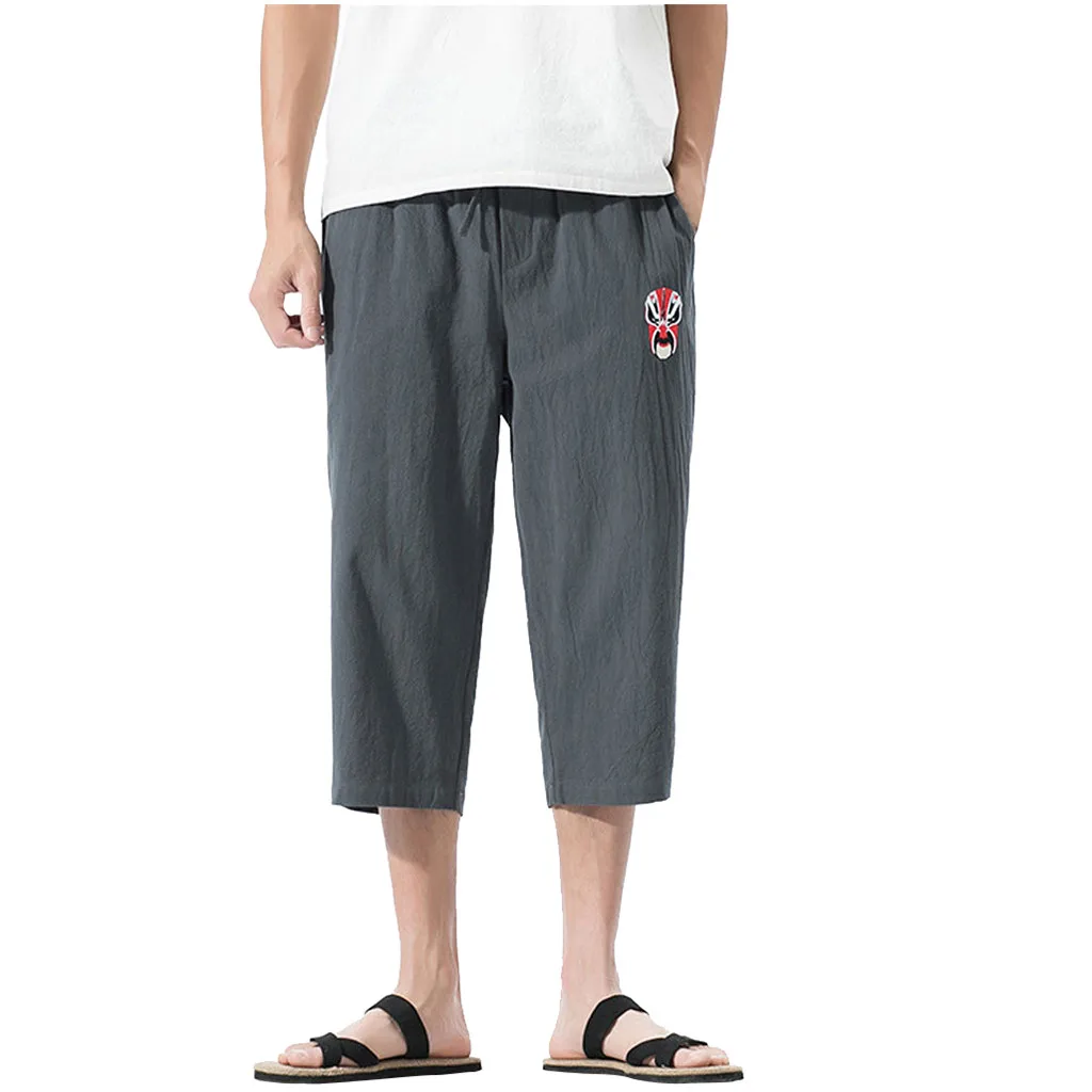 men pants casual Loose linen trousers men Casual Harem Pants Jogger Solid Fitness Trousers Calf-Length Pants Y617