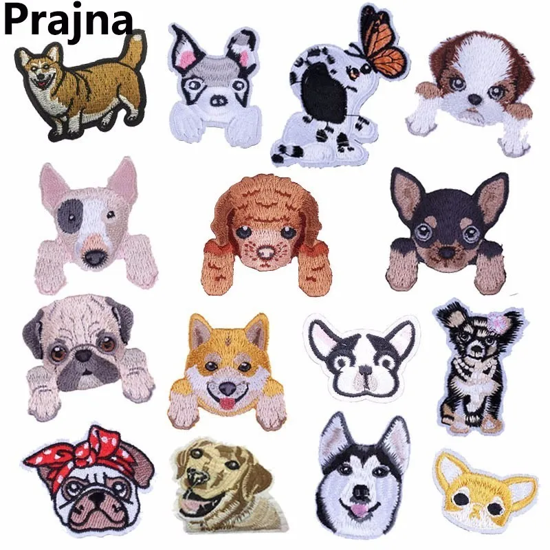 

Prajna Anime Chihuahua Dog Patch Corgi Fashion Cartoon Embroidered Patches Stickers Iron On Patches For Clothes Parches Applique