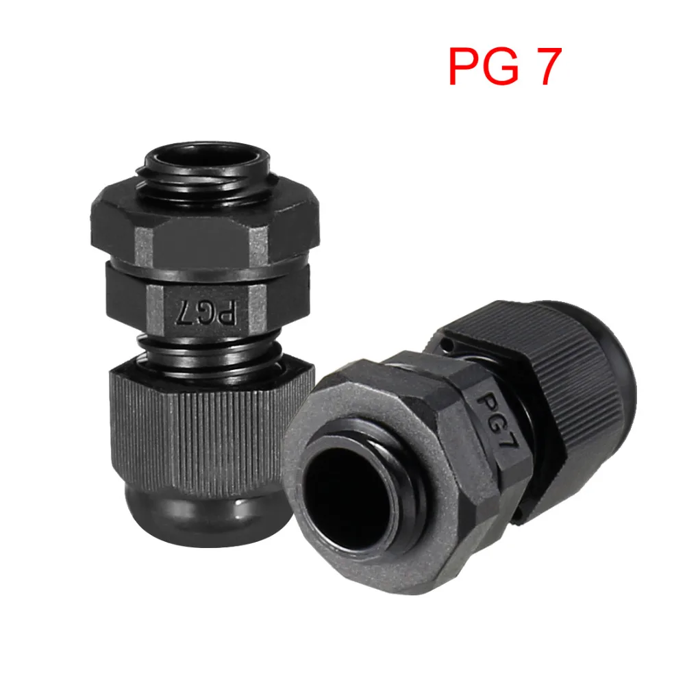 1//10pcs PG7 Black White Plastic Waterproof Connector Gland 3-6.5mm Dia Cable Ga