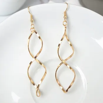 Fashion Simple Spiral Drop Earrings For Women Long Curved Wave Dangle Earrings Statement Wedding Party Jewelry Wholesale