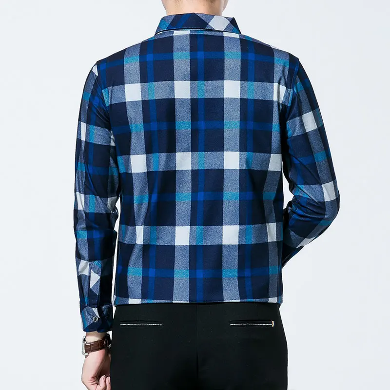 R.N.J. Brand Classic Patchwork Plaid Shirts Mens Clothes 2018 Long Sleeve Mens Dress Shirts Casual Slim fit Men Social Shirt