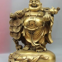 Bi003287 Тибет Буддизм Медь Бронза Ruyi Богатство Деньги Мешок Тыквы Статуи Будды Майтреи