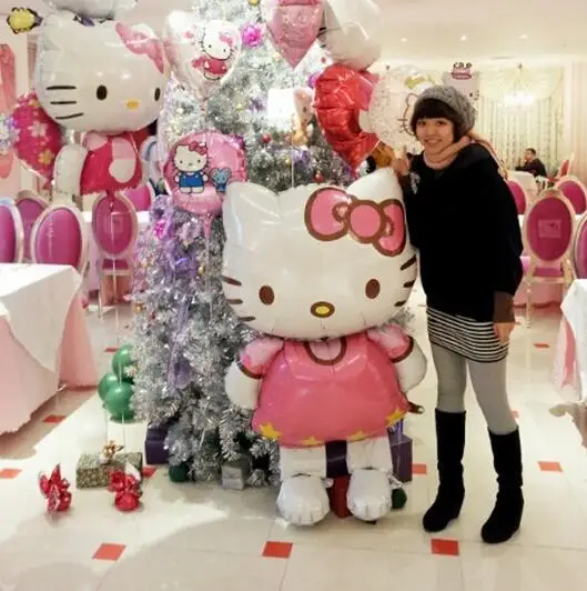 

free shipping 10pcs 80x48cm Hello Kitty Cat foil balloon cartoon birthday decoration wedding party inflatable air balloon toys