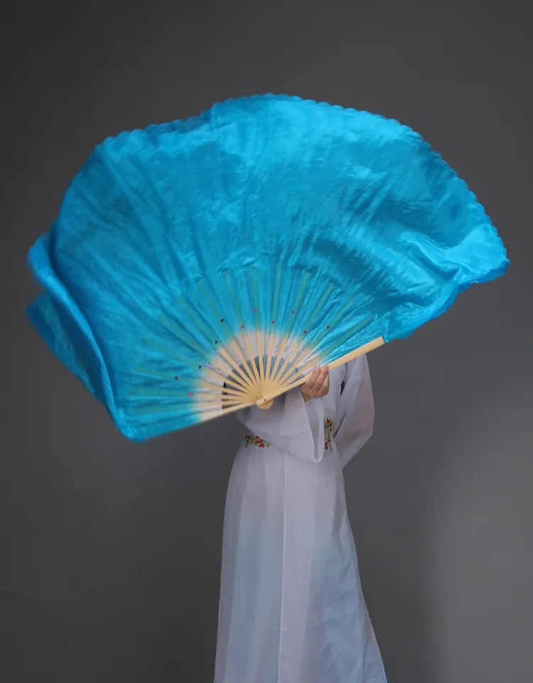 Экстра длинный двухслойный женский танцевальный веер Yangko вуаль Китайский традиционный народный танцевальный веер s 1 пара(1л+ 1р