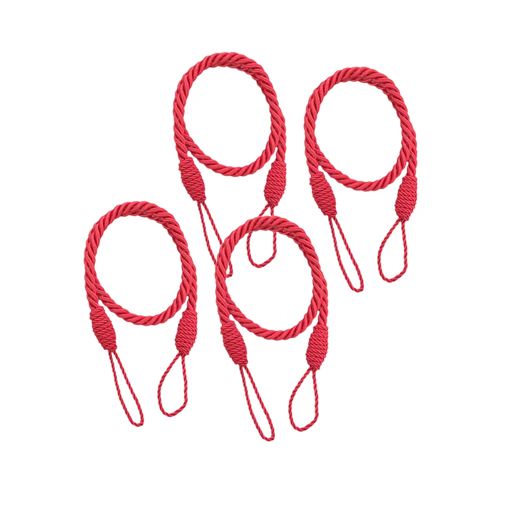4 PCS Hot Europe Style Rope  Curtain Tieback Tassel Rope Thick Twisted Living Room Bedroom Decoration Red
