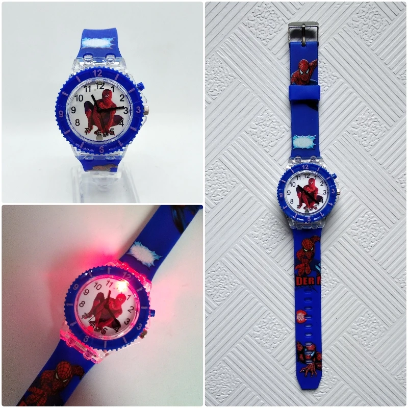 

LED Glow Flash Light Super hero Spiderman Kids Children Watch Student Boys Girls Clock Casual Sport Jelly Child Luminous Watches
